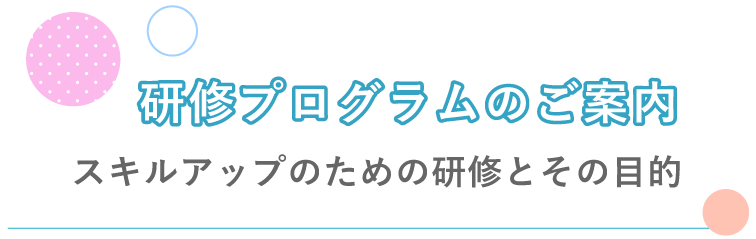 研修プログラムのご案内 スキルアップのための研修とその目的